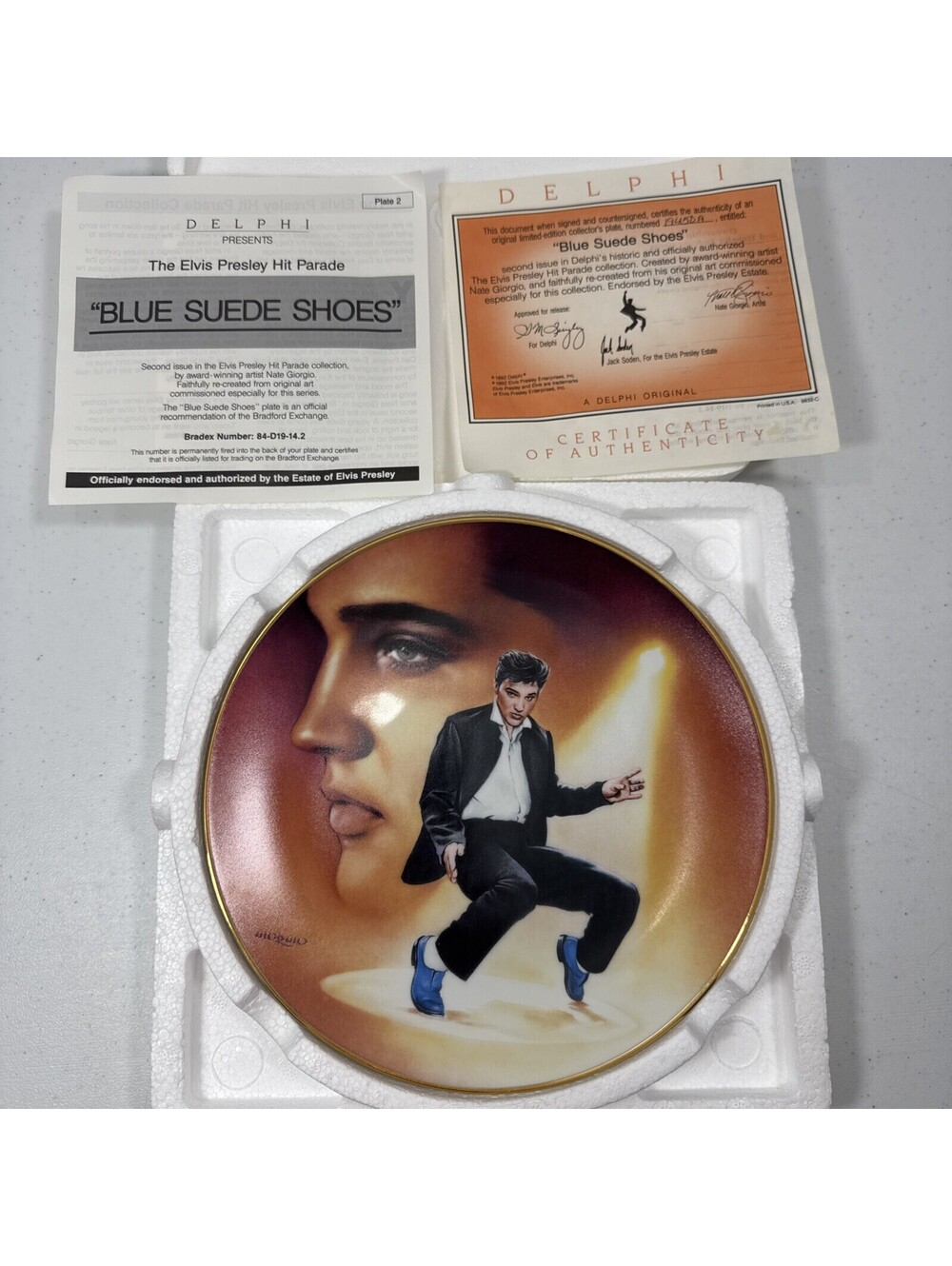 Elvis Presley -"Blue Suede Shoes" Bradford Exchange 8” Delphi Plate 2 No. 19450A